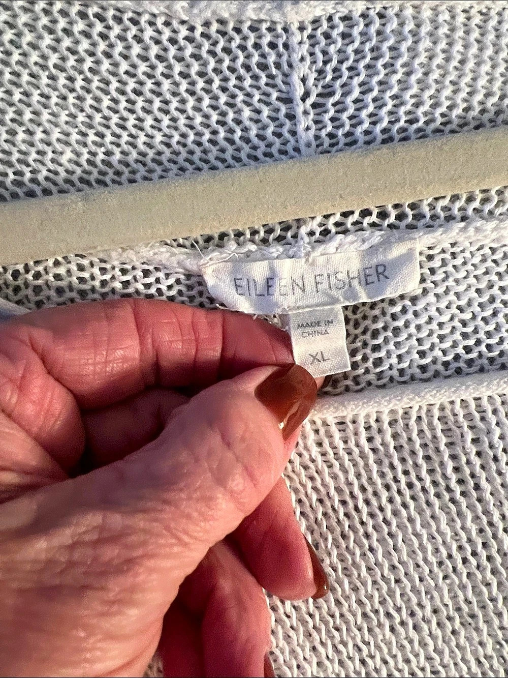 Eileen Fisher Linen Scoop Neck Sweater White Size XL